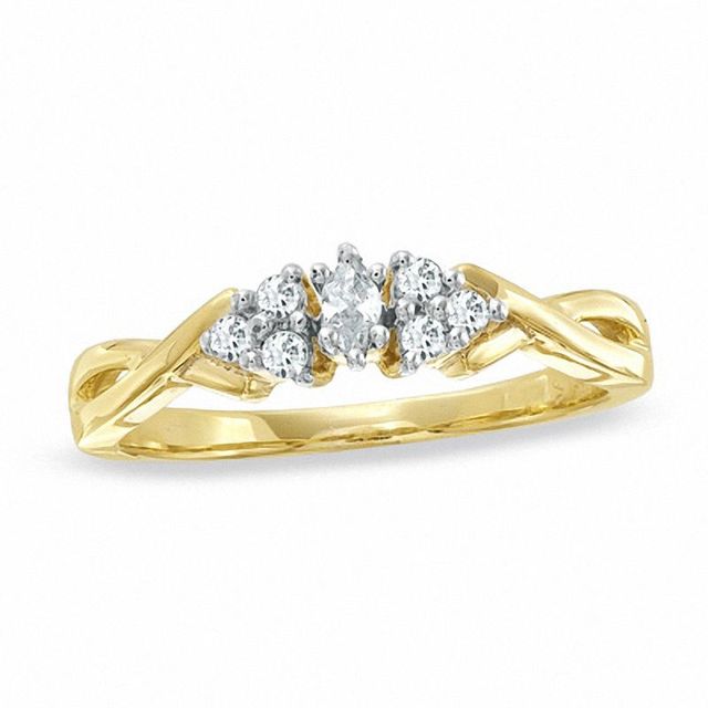 0.20 CT. T.W. Diamond Swirl Fashion Ring in 10K Gold|Peoples Jewellers
