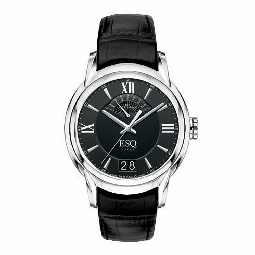 Men's ESQ Movado Quest Retrograde Strap Watch with Black Dial (Model: 07301402)|Peoples Jewellers