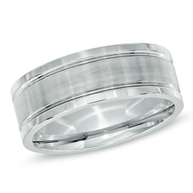 Men's 8.0mm Groove Wedding Band in Stainless Steel - Size 9|Peoples Jewellers