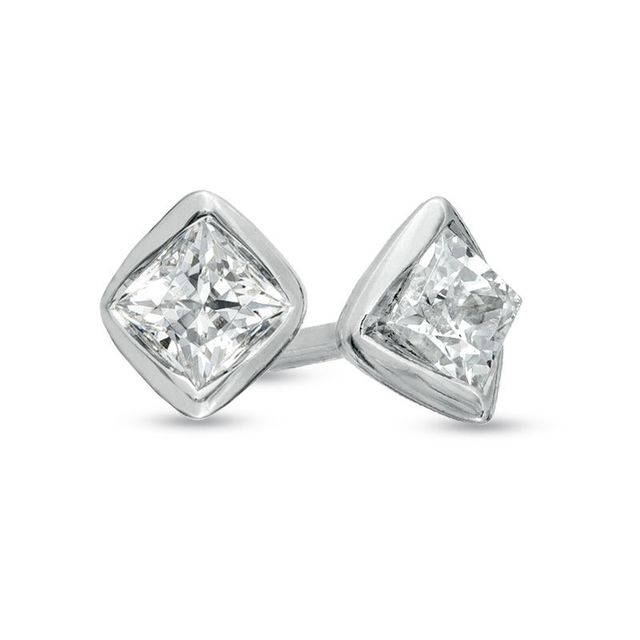 0.20 CT. T.W. Certified Canadian Princess-Cut Diamond Earrings in 14K White Gold (I/I2)|Peoples Jewellers
