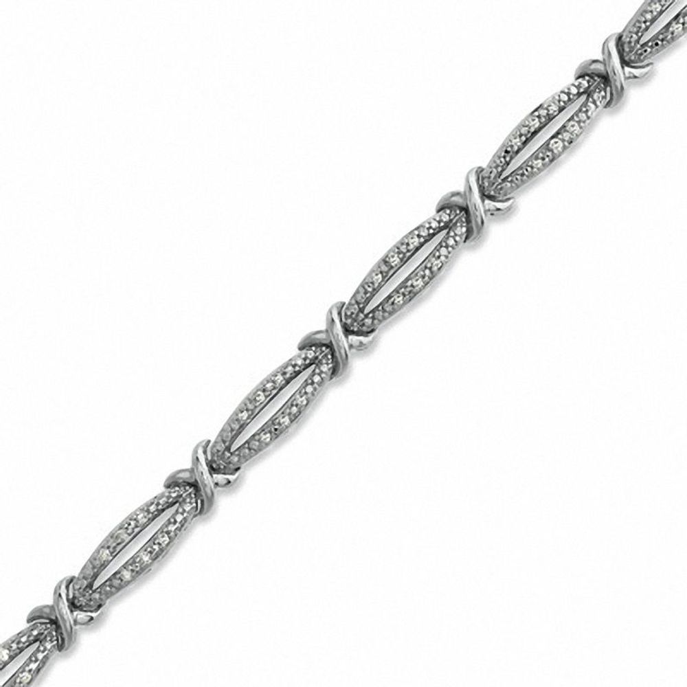 0.25 CT. T.W. Diamond "X" Bracelet in Sterling Silver|Peoples Jewellers