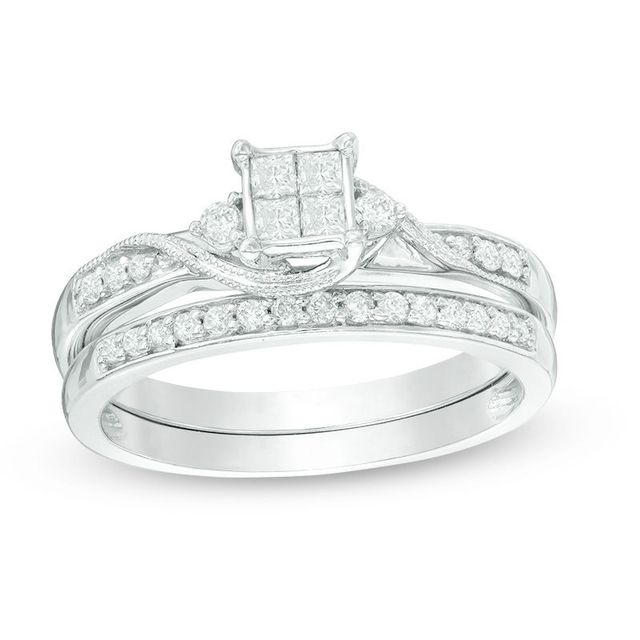 0.33 CT. T.W. Quad Diamond Bridal Set in 10K White Gold|Peoples Jewellers