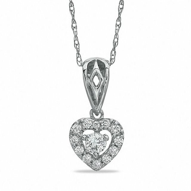 0.20 CT. T.W. Diamond Heart Frame Pendant in 10K White Gold|Peoples Jewellers