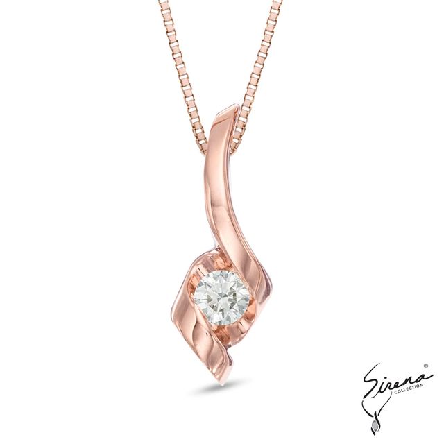 Sirena™ 0.10 CT. Diamond Solitaire Pendant in 10K Rose Gold|Peoples Jewellers