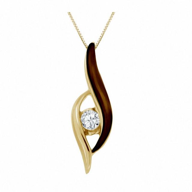 Sirena™ Brown Eyes 0.12 CT. Diamond Solitaire Pendant in 10K Gold|Peoples Jewellers