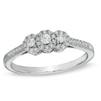 0.25 CT. T.W. Diamond Three Stone Framed Ring in 14K White Gold|Peoples Jewellers