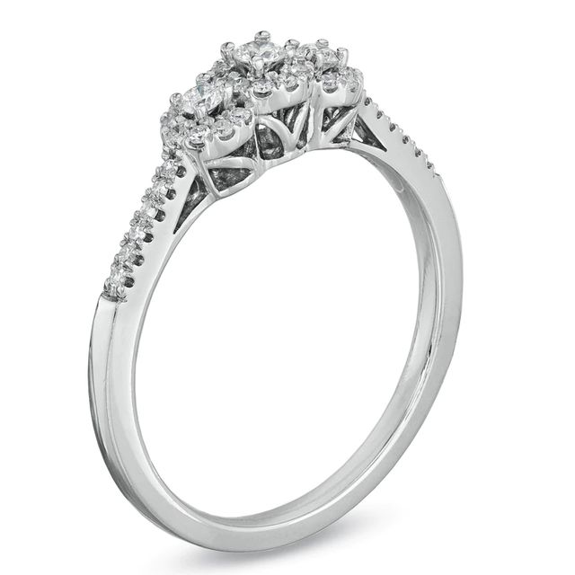 0.25 CT. T.W. Diamond Three Stone Framed Ring in 14K White Gold|Peoples Jewellers