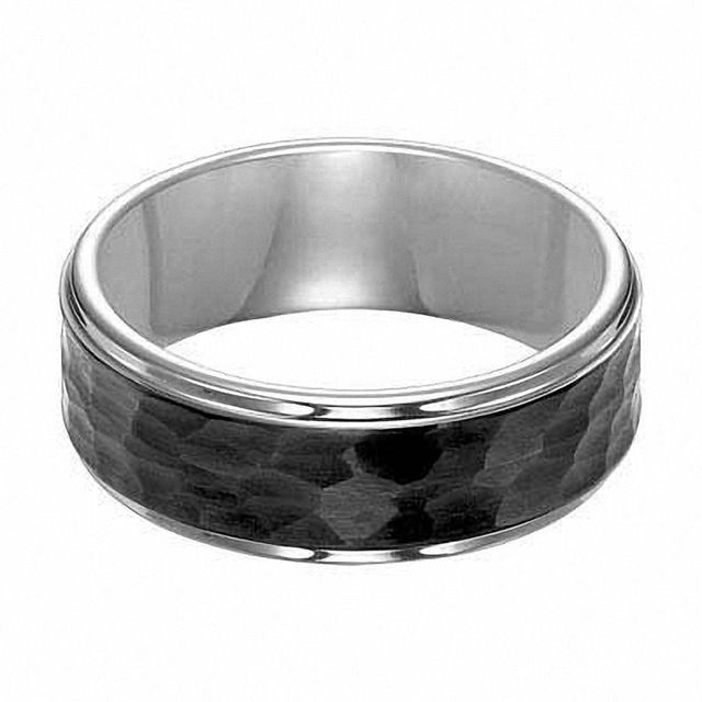 Triton Men's 8.0mm Comfort Fit Hammered Two-Tone Tungsten Wedding Band - Size 10|Peoples Jewellers