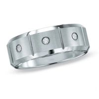 Men's 0.09 CT. T.W. Diamond Three Stone Tungsten Wedding Band - Size 10|Peoples Jewellers