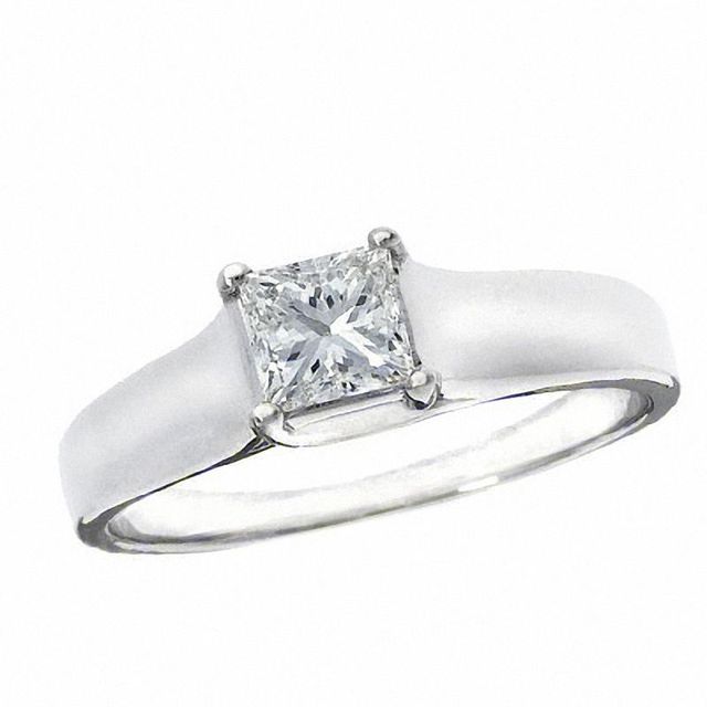 1.00 CT. T.W. Certified Princess-Cut Diamond Solitaire Engagement Ring in 14K White Gold (J/I2)|Peoples Jewellers