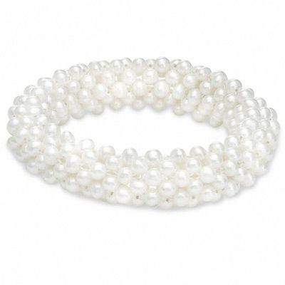 Honora 4.0-5.0mm Freshwater Cultured Pearl Woven Stretch Bracelet-8"|Peoples Jewellers