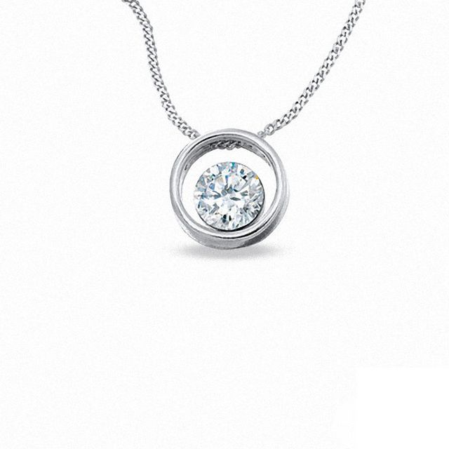 0.20 CT. Certified Canadian Diamond Solitaire Pendant in 14K White Gold (I/I2) - 17"