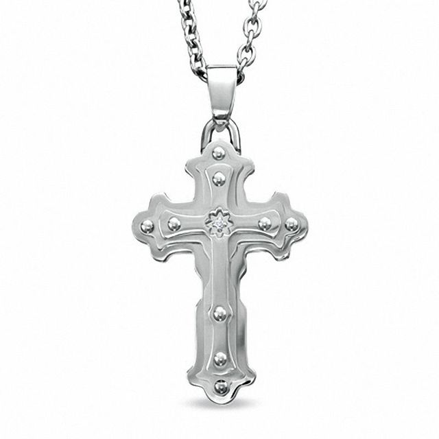 Black & Blue Jewelry Co. Diamond Accent Cross Pendant in Stainless Steel|Peoples Jewellers