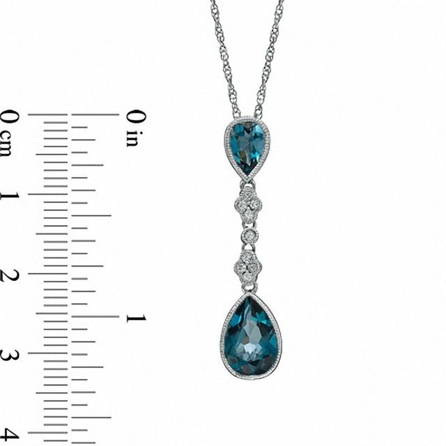 London Blue Topaz and Lab-Created White Sapphire Pendant and Earrings Set in Sterling Silver|Peoples Jewellers