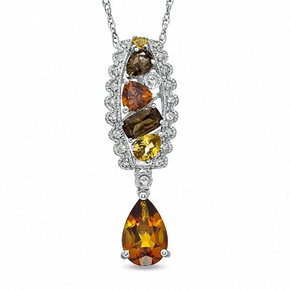 Multi-Gemstone Drop Pendant in Sterling Silver|Peoples Jewellers