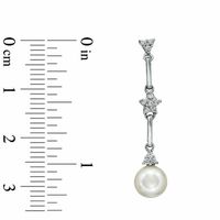 6.5-8.0mm Freshwater Cultured Pearl and Lab-Created White Sapphire Pendant and Earrings Set in Sterling Silver|Peoples Jewellers