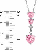 Heart-Shaped Lab-Created Pink and White Sapphire Pendant and Earrings Set in Sterling Silver|Peoples Jewellers