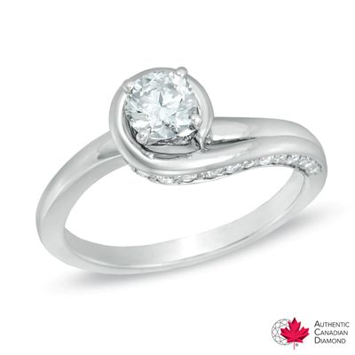 0.75 CT. T.W. Certified Canadian Diamond Swirl Engagement Ring in 14K White Gold (I/I1)|Peoples Jewellers