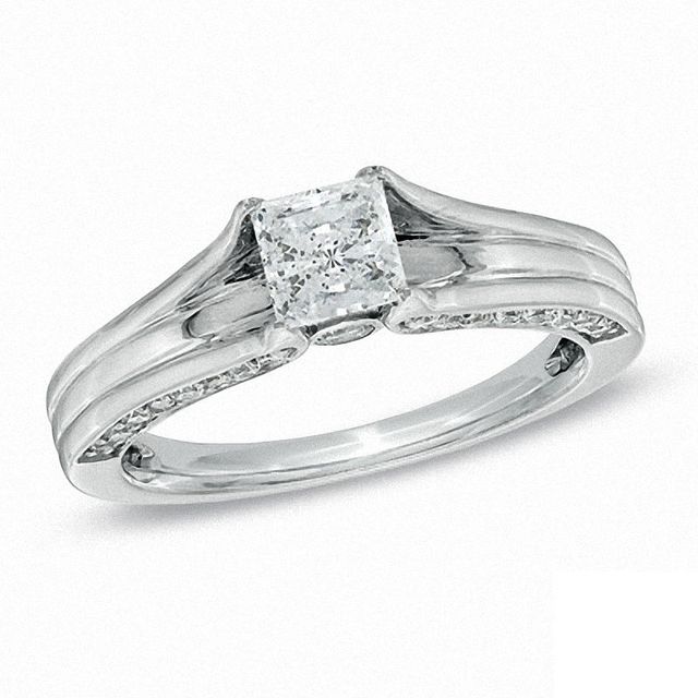 1.00 CT. T.W. Certified Princess-Cut Canadian Diamond Engagement Ring in 14K White Gold (I/I1