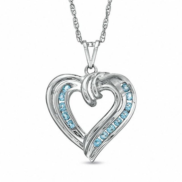 Blue Topaz Channel-Set Heart Pendant in Sterling Silver|Peoples Jewellers