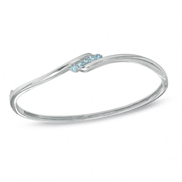 Blue Topaz Bypass Bangle in Sterling Silver|Peoples Jewellers