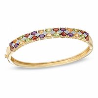 Multi-Gemstone and Diamond Accent Bangle in Sterling Silver with 14K Gold Plate|Peoples Jewellers