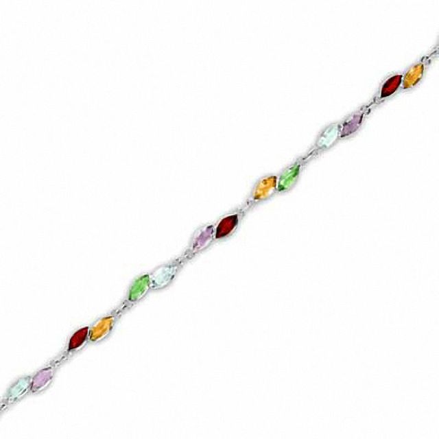 Marquise Multi-Gemstone Bracelet in Sterling Silver|Peoples Jewellers