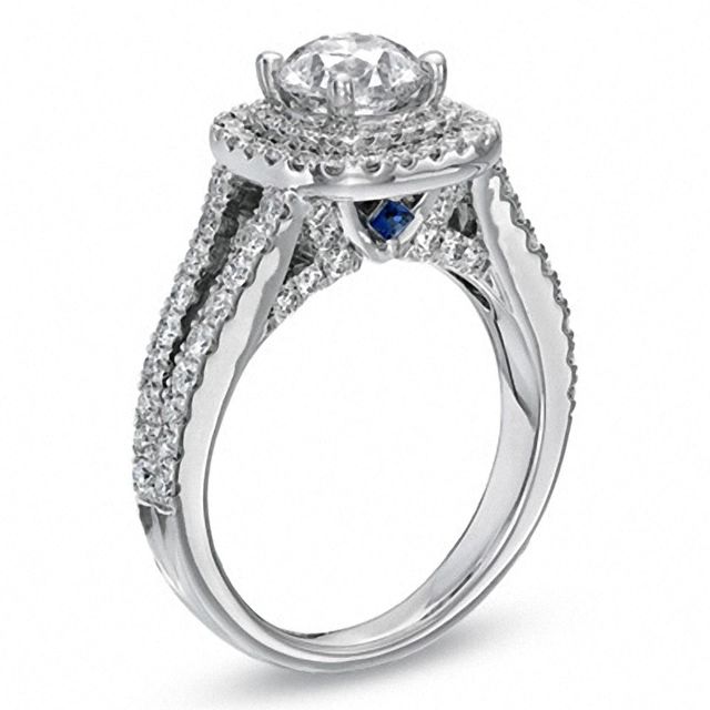 Vera Wang Love Collection CT. T.W. Diamond Frame Split Shank Engagement Ring in 14K White Gold|Peoples Jewellers