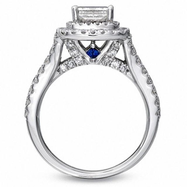 Vera Wang Love Collection CT. T.W. Princess-Cut Diamond Frame Split Shank Engagement Ring in 14K White Gold|Peoples Jewellers