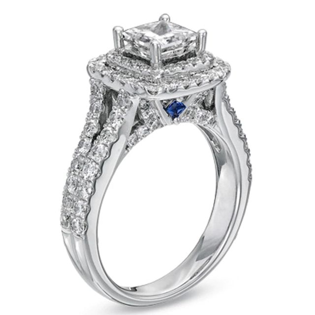 Vera Wang Love Collection CT. T.W. Princess-Cut Diamond Frame Split Shank Engagement Ring in 14K White Gold|Peoples Jewellers