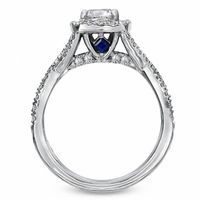 Vera Wang Love Collection 1.30 CT. T.W. Cushion-Cut Diamond Frame Twist Engagement Ring in 14K White Gold|Peoples Jewellers