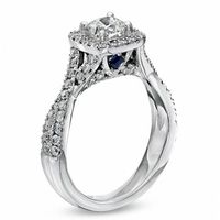 Vera Wang Love Collection 1.30 CT. T.W. Cushion-Cut Diamond Frame Twist Engagement Ring in 14K White Gold|Peoples Jewellers