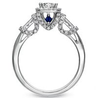 Vera Wang Love Collection 1.05 CT. T.W. Princess-Cut and Baguette Diamond Frame Engagement Ring in 14K White Gold|Peoples Jewellers