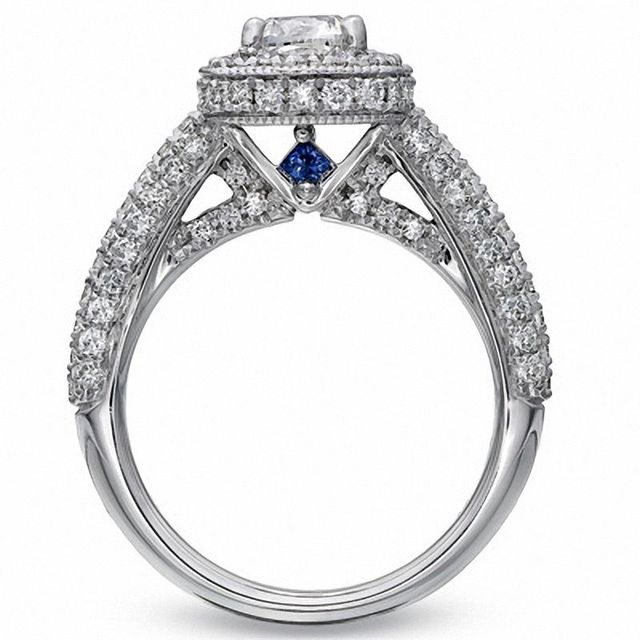 Vera Wang Love Collection 1.95 CT. T.W. Cushion-Cut Diamond Frame Engagement Ring in 14K White Gold|Peoples Jewellers