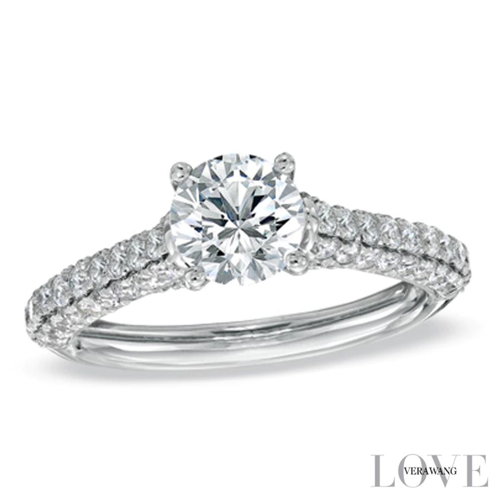 Vera Wang Love Collection 1.70 CT. T.W. Diamond Pavé Engagement Ring in 14K White Gold|Peoples Jewellers