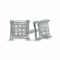 0.05 CT. T.W. Diamond Square Stud Earrings in 10K White Gold|Peoples Jewellers