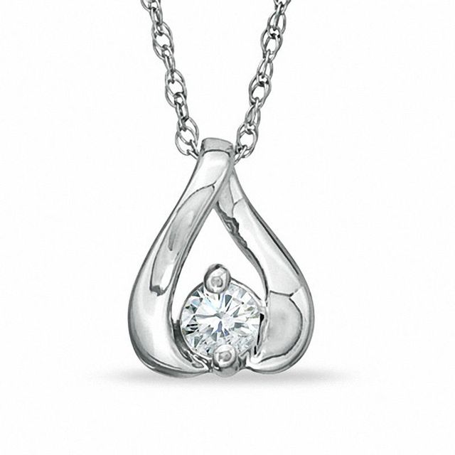 0.10 CT. Diamond Solitaire Kiss Pendant in 10K White Gold|Peoples Jewellers