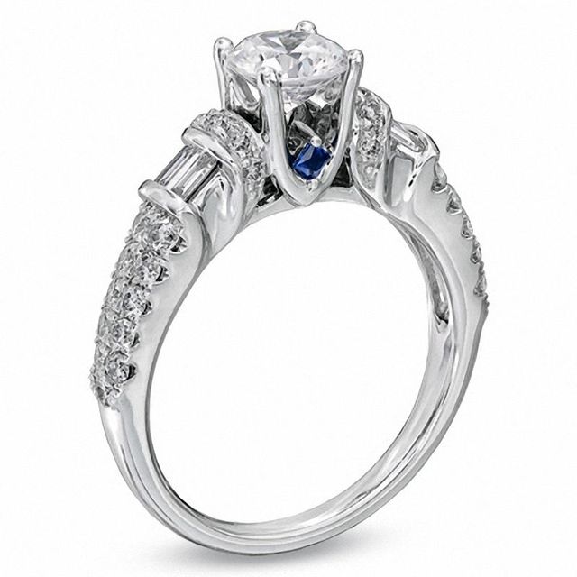 Vera Wang Love Collection 1.45 CT. T.W. Round and Baguette Diamond Engagement Ring in 14K White Gold|Peoples Jewellers