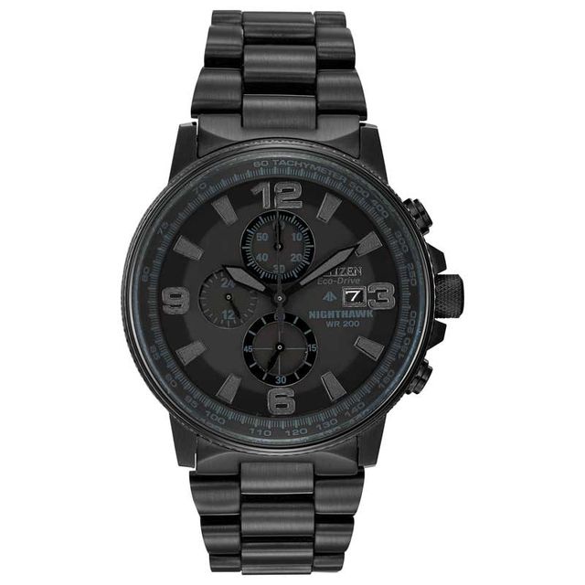 Men's Citizen Eco-Drive® Nighthawk Chronograph Black IP Watch with Black Dial (Model CA0295-58E)|Peoples Jewellers
