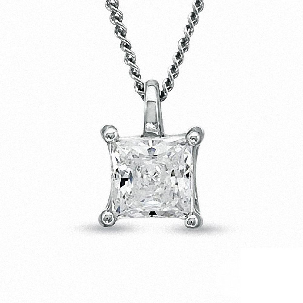 CT. Certified Princess-Cut Canadian Diamond Pendant in 14K White Gold (I/I2