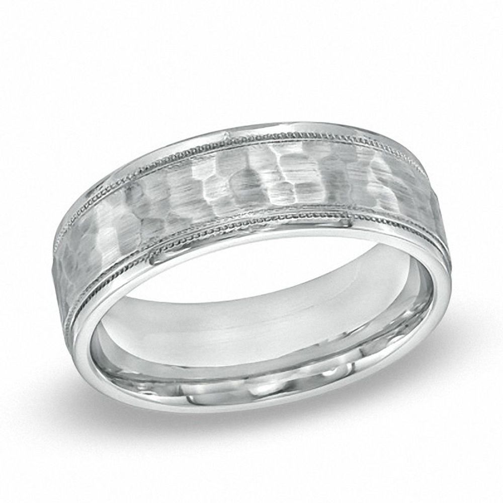 Men's 7.5mm Comfort Fit Hammered Cobalt Wedding Band - Size 10|Peoples Jewellers