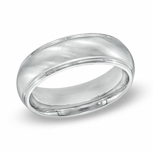 Men's 7.0mm Comfort Fit Angled Satin Finish Cobalt Wedding Band - Size 10|Peoples Jewellers