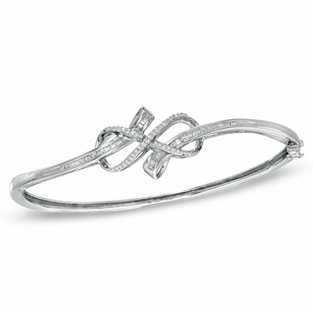 0.33 CT. T.W. Diamond Infinity Knot Bangle in Sterling Silver|Peoples Jewellers