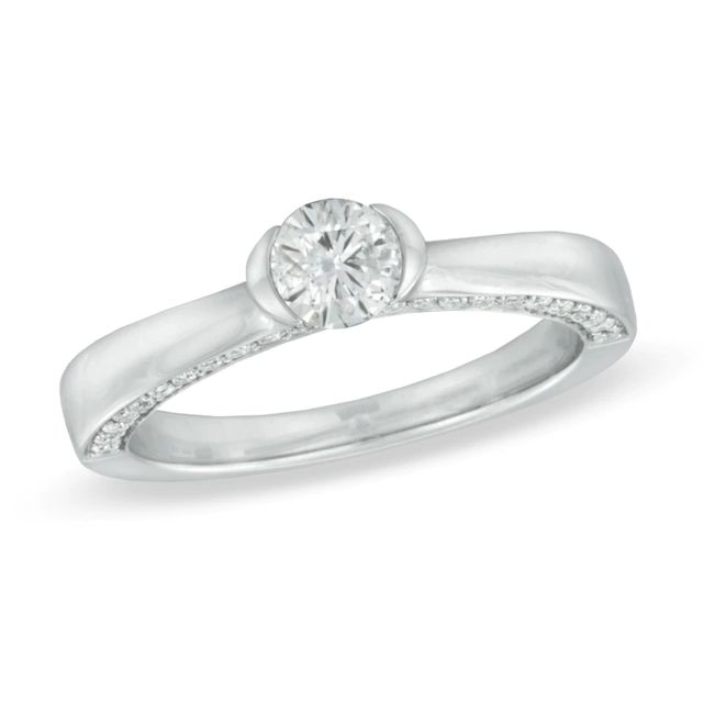 0.70 CT. T.W. Certified Canadian Diamond Engagement Ring in 14K White Gold (I/I1)