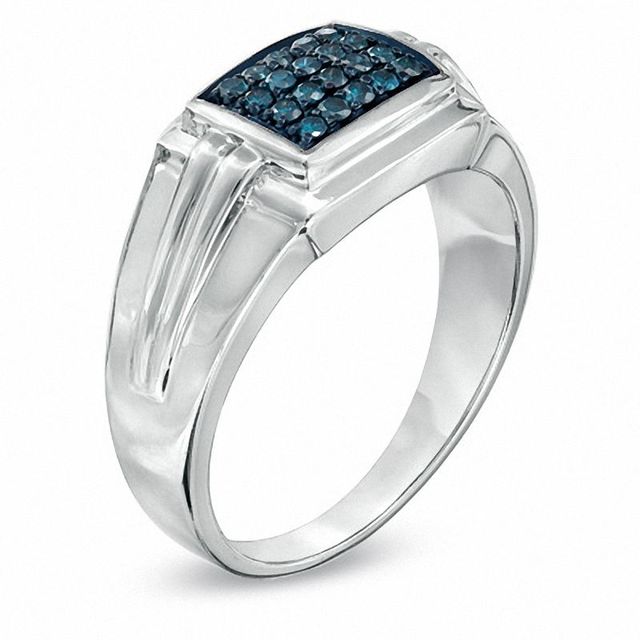 0.25 CT. T.W. Enhanced Blue Diamond Comfort Fit Ring in Sterling Silver