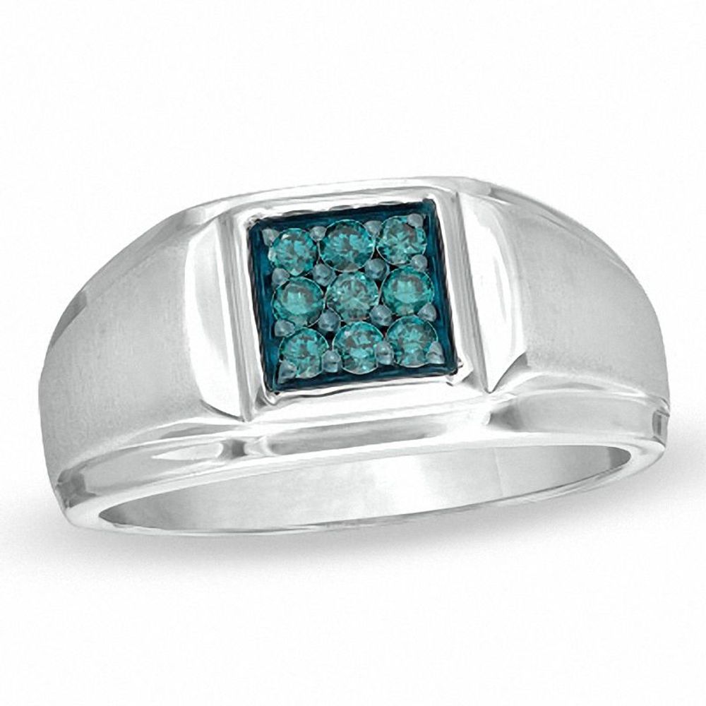 Men's 0.25 CT. T.W. Enhanced Blue Diamond Ring in Sterling Silver|Peoples Jewellers