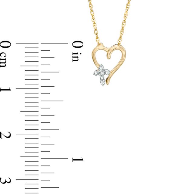 Diamond Accent Heart with Cross Pendant in 10K Gold|Peoples Jewellers