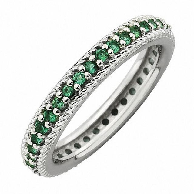 Stackable Expressions™ Lab-Created Emerald Eternity Ring in Sterling Silver|Peoples Jewellers