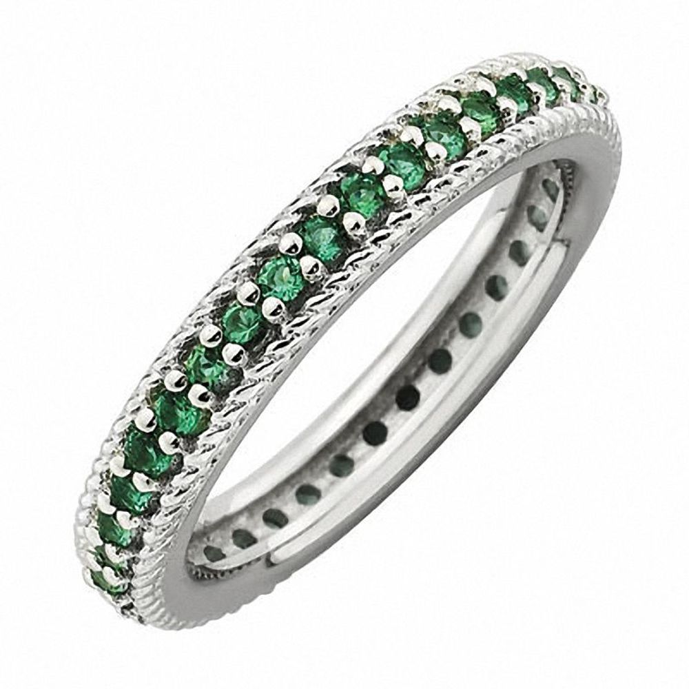 Stackable Expressions™ Lab-Created Emerald Eternity Ring in Sterling Silver|Peoples Jewellers