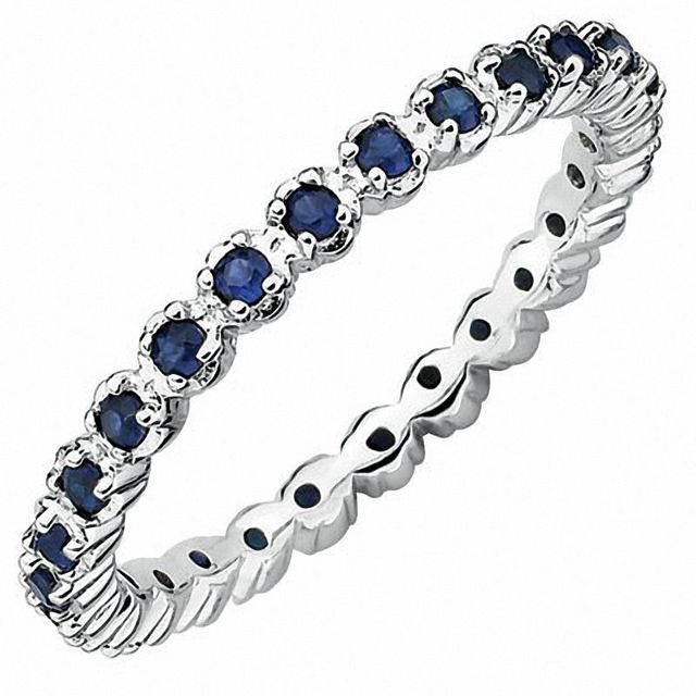 Stackable Expressions™ Lab-Created Blue Sapphire Prong-Set Eternity Ring in Sterling Silver|Peoples Jewellers